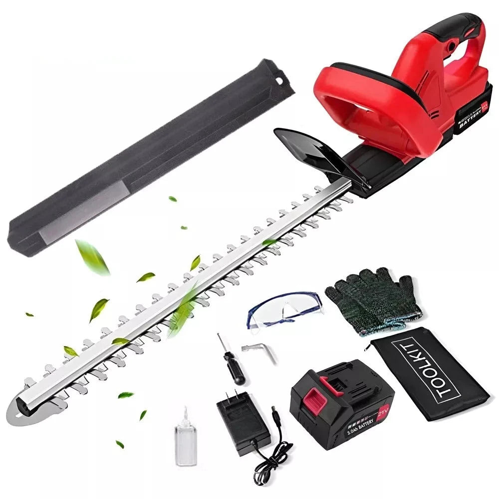 Grazer Cordless Electric Hedge Bush Trimmer with 21V Battery - 22"