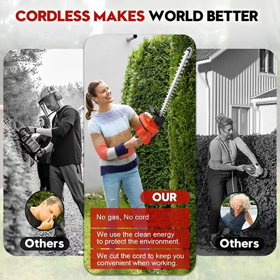 Grazer Cordless Electric Hedge Bush Trimmer with 21V Battery - 22"